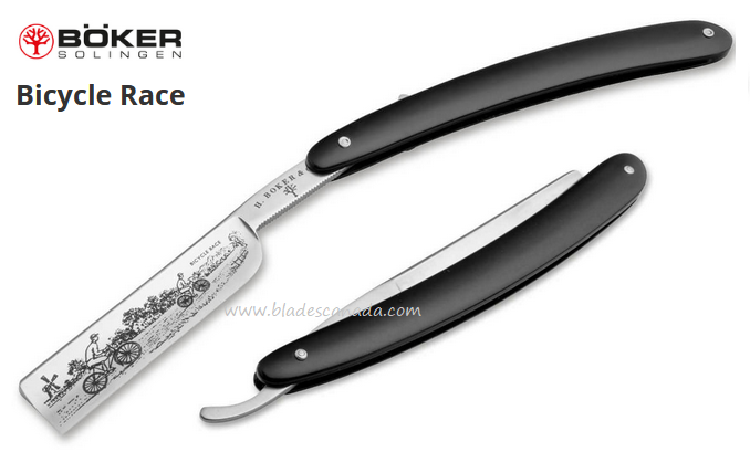 Boker Germany Bicycle Race Straight Razor, Carbon Steel, 140223